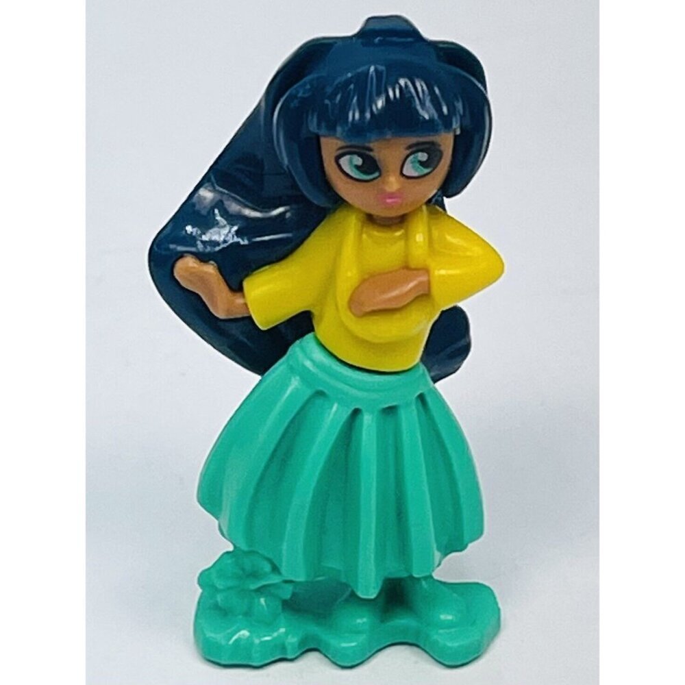 KINDER JOY 2" Plastic Yellow/Green DANCING HULA GIRL Mini Fig Figure VHTF EUC